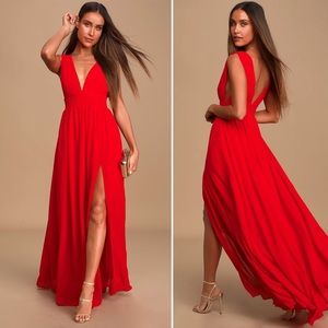 NWT Lulu’s heavingly hues red maxi dress